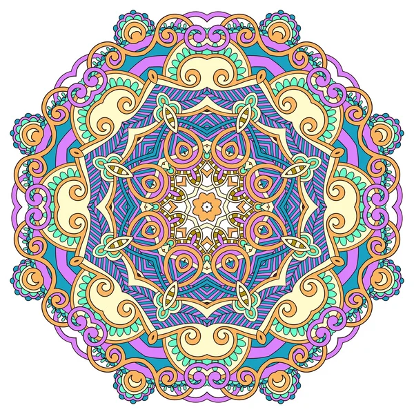 Ornamento da flor do círculo, projeto redondo ornamental do laço — Vetor de Stock