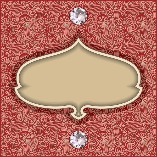 花の背景にダイヤモンド宝石とヴィンテージのテンプレート — ストックベクタ