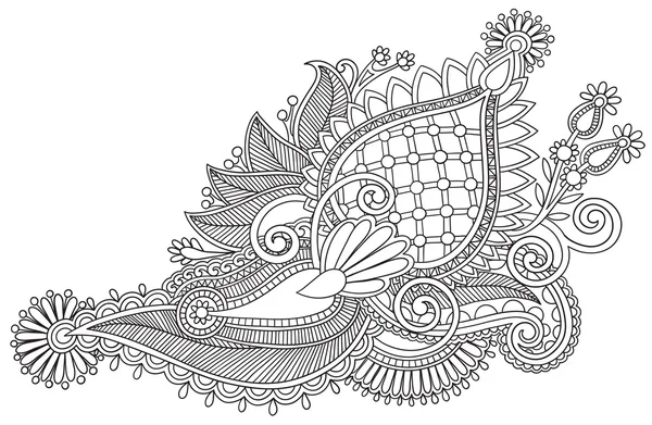 Original mão desenhar linha arte ornamentado flor design —  Vetores de Stock