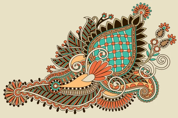 Original mano dibujar línea arte ornato flor diseño — Vector de stock