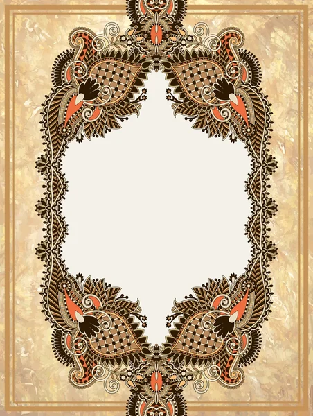 Vintage ornamental floral frame in grunge background — Stock Vector