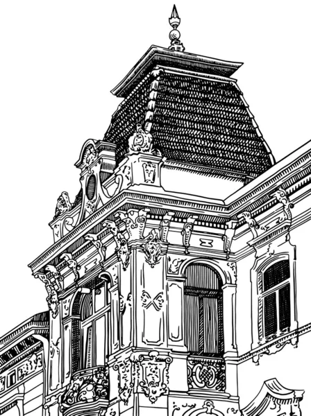 Digitale tekening van Lviv (Oekraïne) historisch gebouw — Stockvector