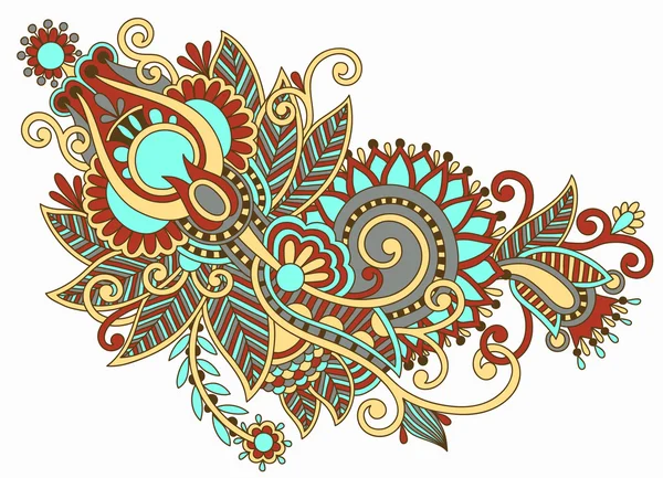 Original mano dibujar línea arte ornato diseño de flores. Trad ucraniano — Vector de stock