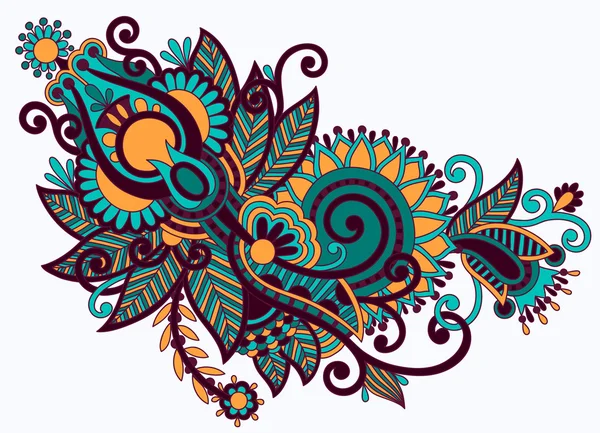 Ursprungliga hand Rita linje konst utsmyckade blomma design. Ukrainska-filippinska — Stock vektor