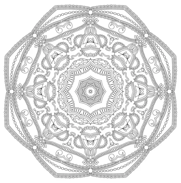 Ornament cerc, dantelă rotundă ornamentală — Vector de stoc