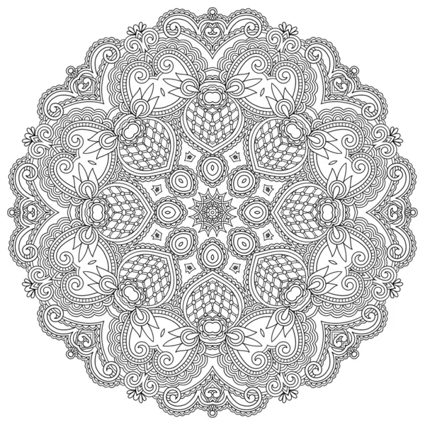 Czarno-białe ozdobne w okrągły koronki koło ornament, — Wektor stockowy