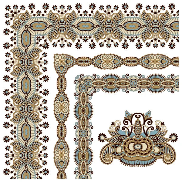 Floral vintage frame design. Vector set. All components are easy — Stock Vector