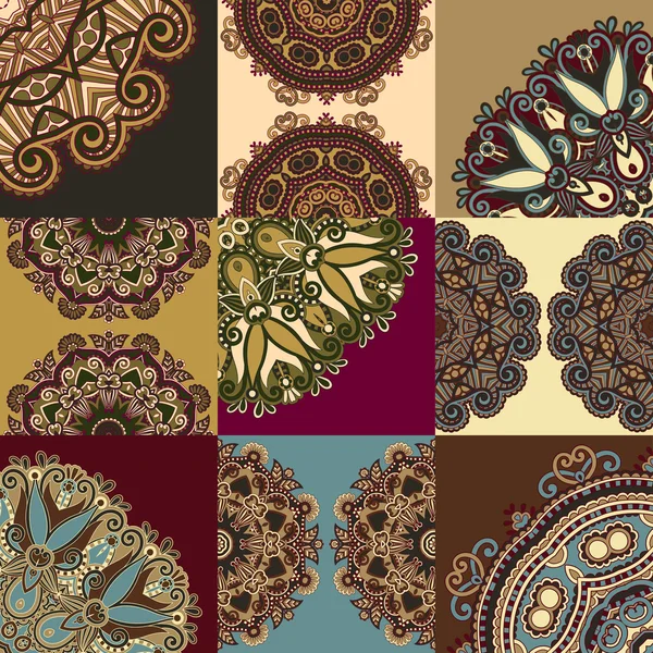 Fondo ornamental floral vintage, elemento flor círculo — Archivo Imágenes Vectoriales