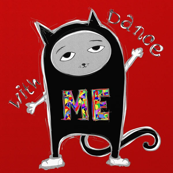 Cat dancing ,digital painting illustration — Stock Photo, Image