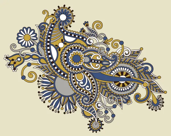 オリジナル手ライン アートの華やかな花のデザインを描画します。ウクライナ語繁体字 — ストックベクタ