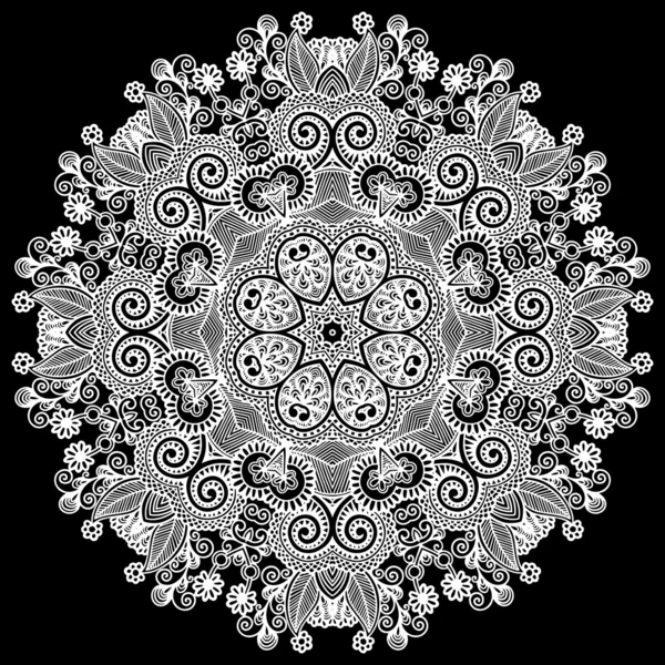 Cirkel kant ornament, ronde sier geometrische kleedje patroon — Stockvector