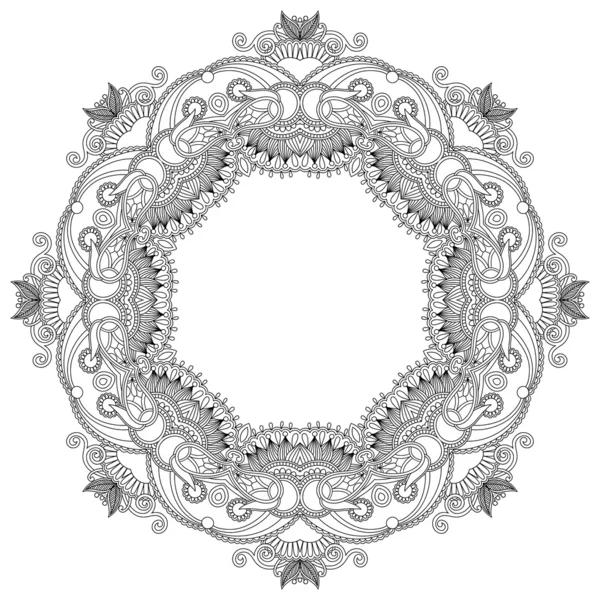 Ornement en dentelle circulaire, motif napperon géométrique décoratif rond — Image vectorielle