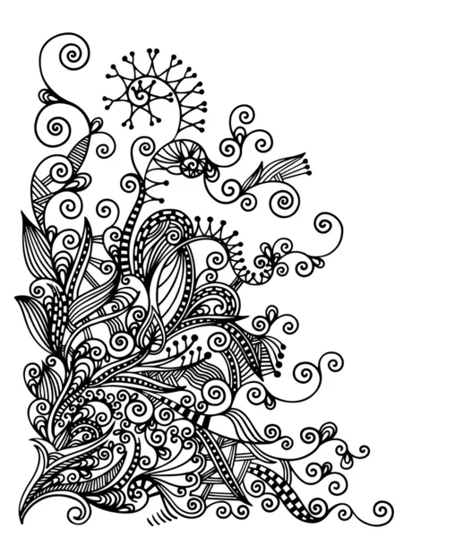 オリジナル手ライン アートの華やかな花のデザインを描画します。ウクライナ語繁体字 — ストックベクタ