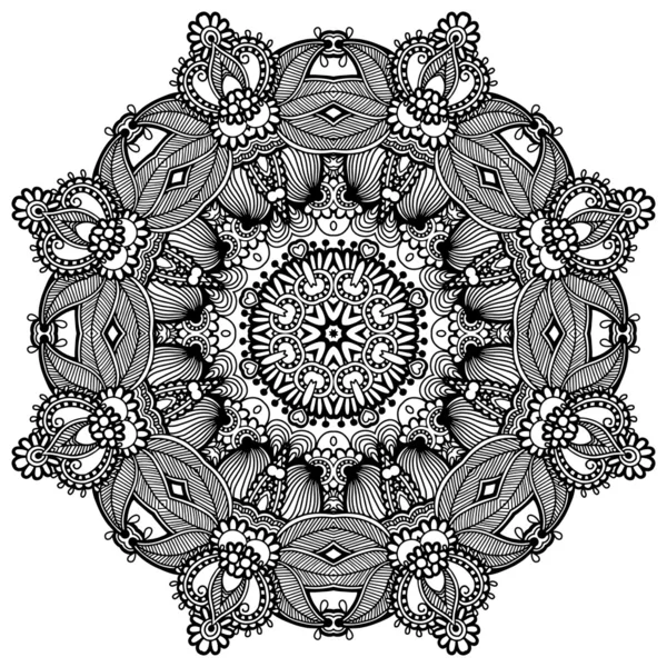 Кружевной кружевной орнамент, круглая декоративная геометрическая салфетка — стоковый вектор