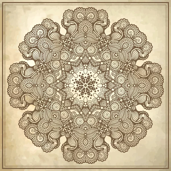 Dessin de cercle de fleurs sur fond grunge avec ornement en dentelle — Image vectorielle