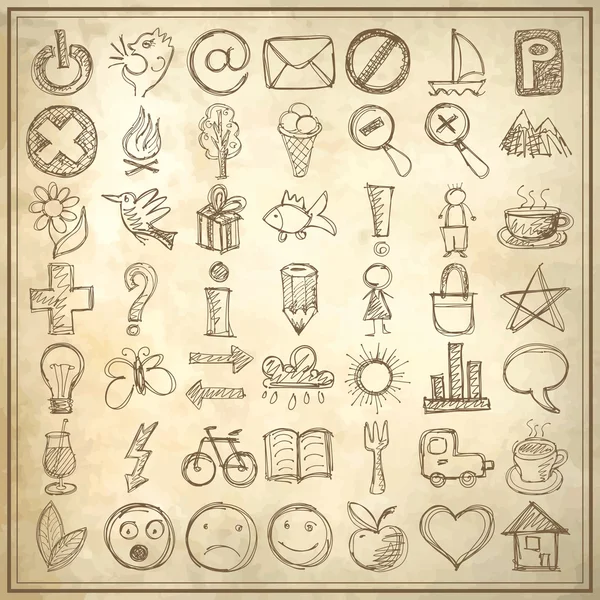 Conjunto de 49 mano dibujar elementos de diseño icono web — Archivo Imágenes Vectoriales