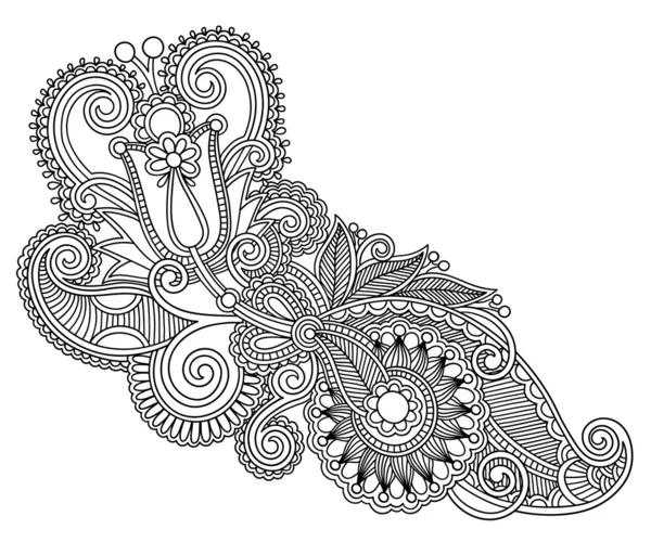 Original mão desenhar linha arte ornamentado flor design. Trad ucraniano —  Vetores de Stock