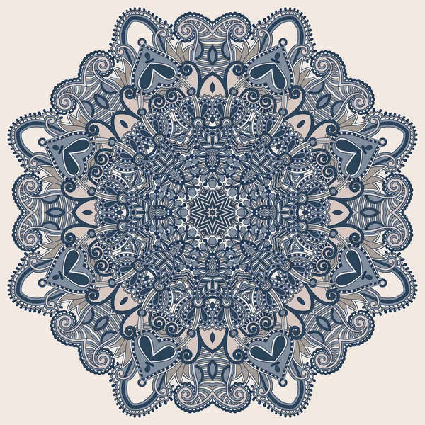 Adorno de encaje circular, patrón de tapete geométrico ornamental redondo — Archivo Imágenes Vectoriales