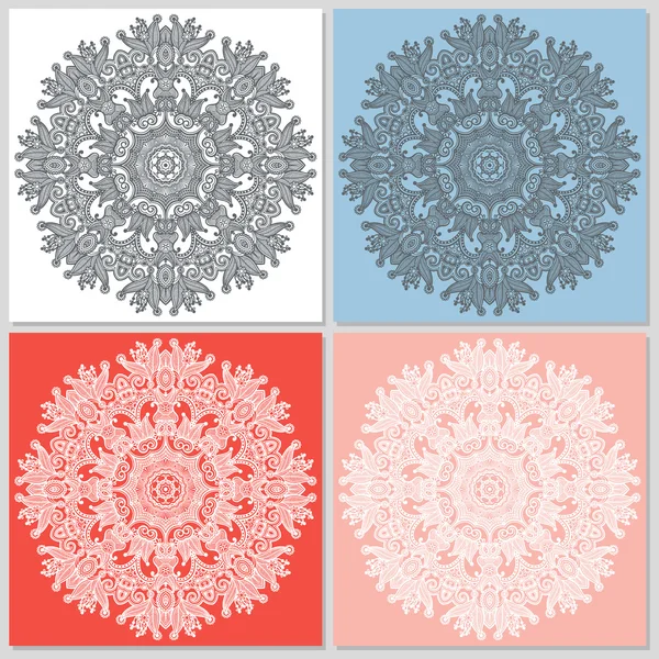 Circle ornament, ornamental round lace collection — Stock Vector