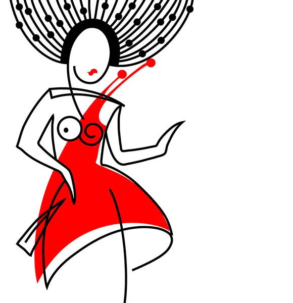 Kalligrafische Gestaltung modischer Frauen in rotem Tuch — Stockvektor