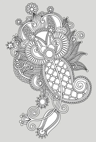 Original hand draw line art ornate flower design. Ukrainian trad — Stock Vector