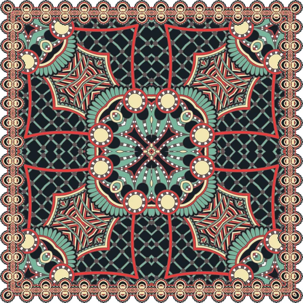 Paisley Floral Ornamental Tradicional Bandanna — Vetor de Stock