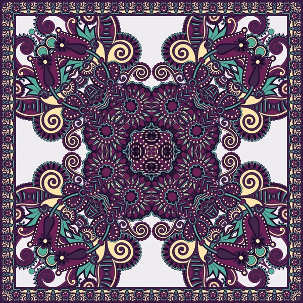 Paisley Floral Ornamental Tradicional Bandanna . — Vetor de Stock