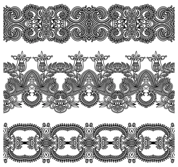 Colección de rayas florales ornamentales sin costuras — Vector de stock