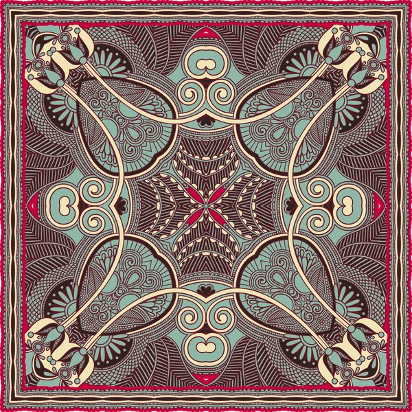 Paisley Floral Ornamental Tradicional Bandanna . — Vetor de Stock