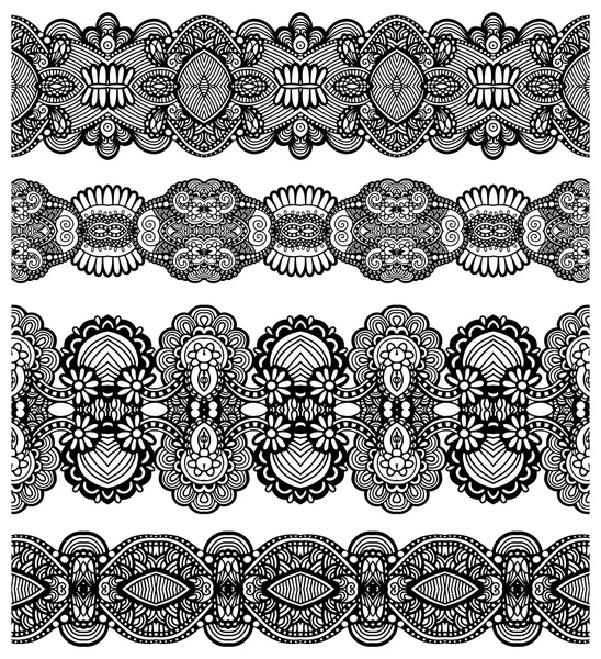 Collection of seamless ornamental floral stripes — Stock Vector
