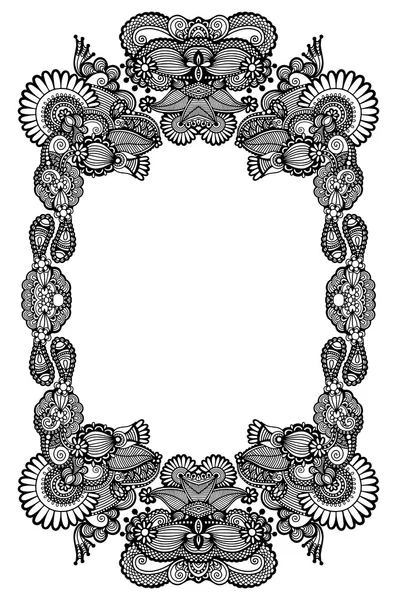 Black and white floral frame — Stock Vector