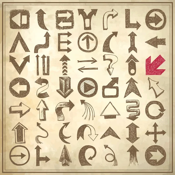 49 hand draw sketch arrow element collection, icons set — Stock Vector