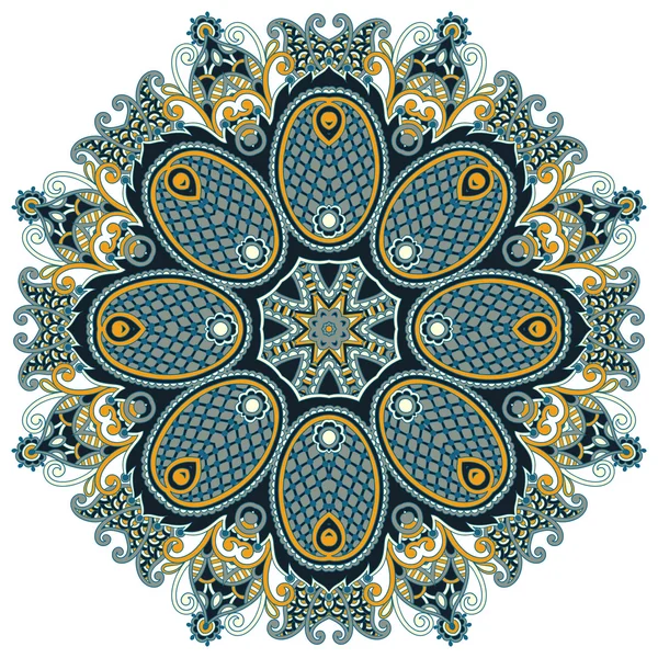 Kruhový krajkový ornament, kruhový ornamentální geometrický doily vzor — Stockový vektor