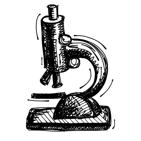黒のスケッチの顕微鏡の描画 — ストックベクタ
