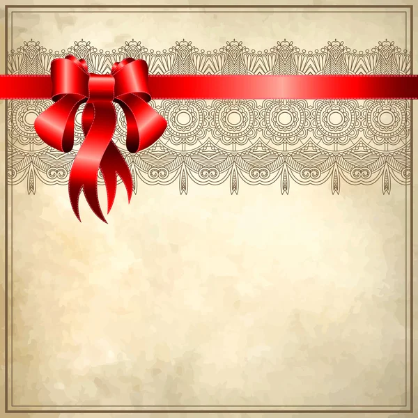 Holiday floral background with red ribbon — Stock Vector