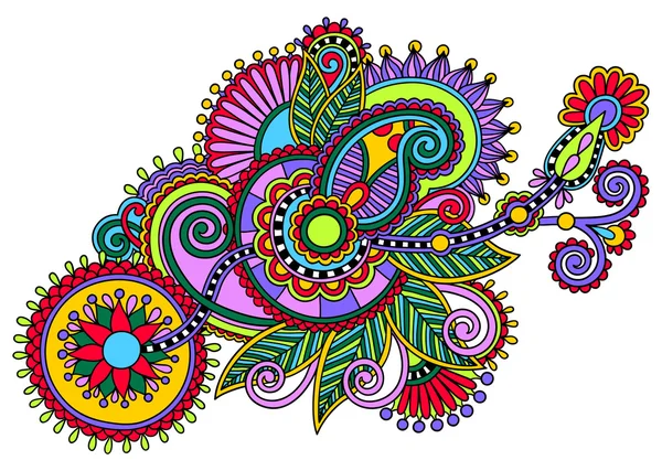Orijinal dijital Hat sanatı süslü çiçek tasarım çizin. Ukraynalı geleneksel tarzı — Stok Vektör