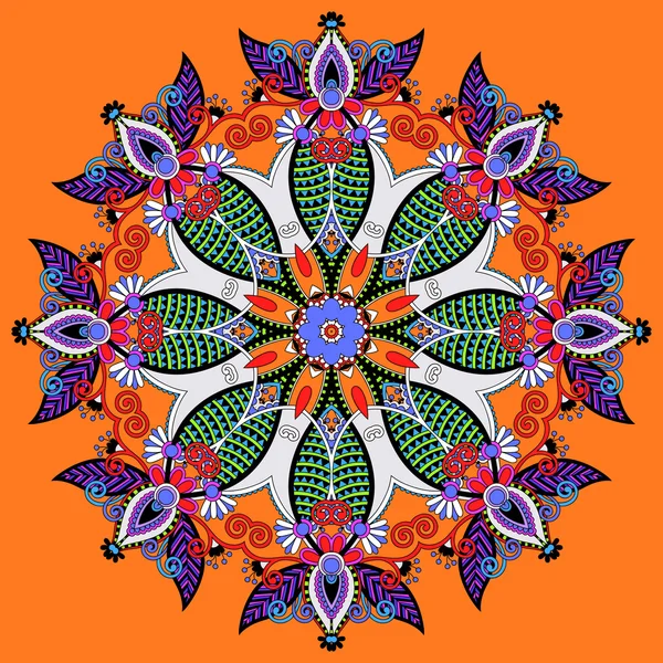 Adorno de encaje circular, patrón de tapete geométrico ornamental redondo — Vector de stock
