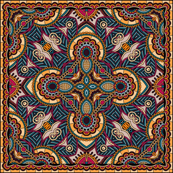 Bandana paisley floral ornamental tradicional. Puede utilizar este patrón en el diseño de la alfombra, chal, almohada, cojín — Archivo Imágenes Vectoriales