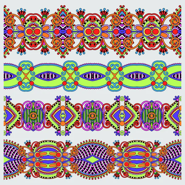 Colección de rayas florales ornamentales sin costuras — Archivo Imágenes Vectoriales