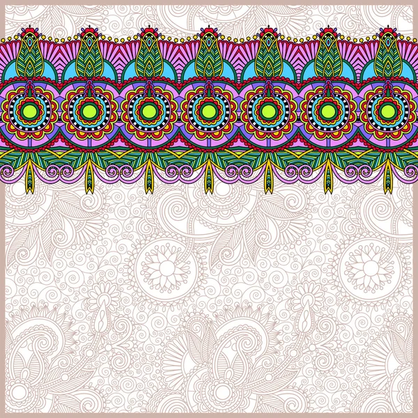 Fondo floral ornamentado étnico con franja de ornamento — Archivo Imágenes Vectoriales