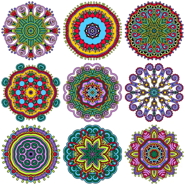 Circle ornament, ornamental round lace collection — Stock Vector
