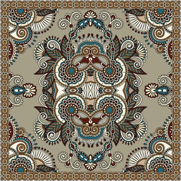 Traditional ornamental floral paisley bandanna. You can use this pattern in the design of carpet, shawl, pillow, cushion — Stock Vector