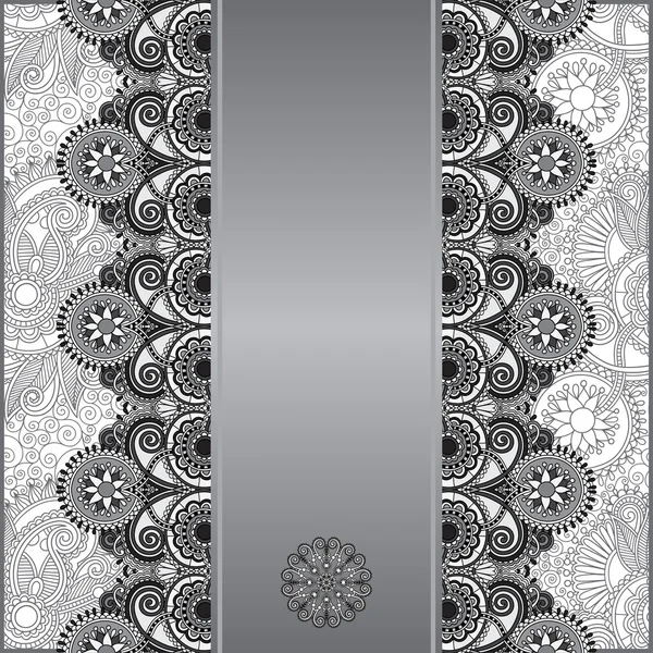 Plantilla ornamental floral vintage gris sobre fondo de flores, colección en blanco y negro — Archivo Imágenes Vectoriales