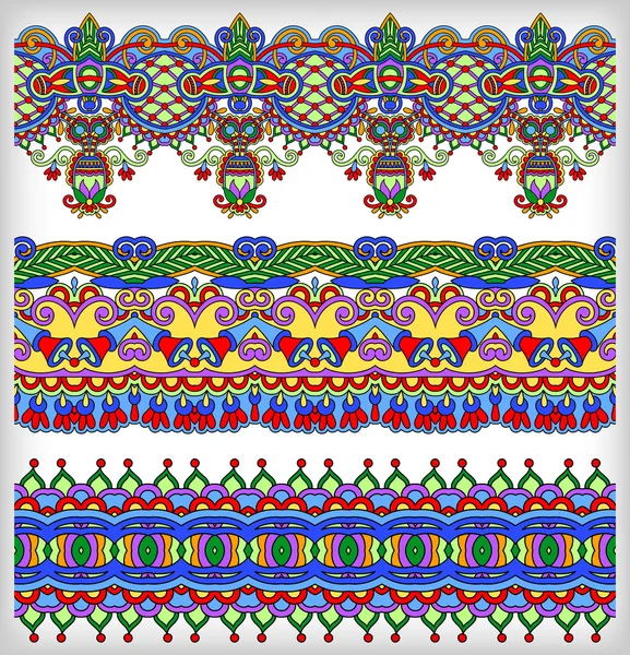 Collection de rayures florales ornementales sans couture — Image vectorielle