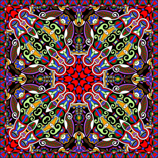Traditionell dekorativa blommiga paisley snusnäsduk. Du kan använda detta mönster i utformningen av mattan, sjal, kudde, dyna — Stock vektor