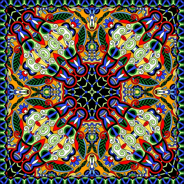 Banda tradizionale floreale paisley ornamentale. È possibile utilizzare questo modello nella progettazione di tappeto, scialle, cuscino, cuscino — Vettoriale Stock