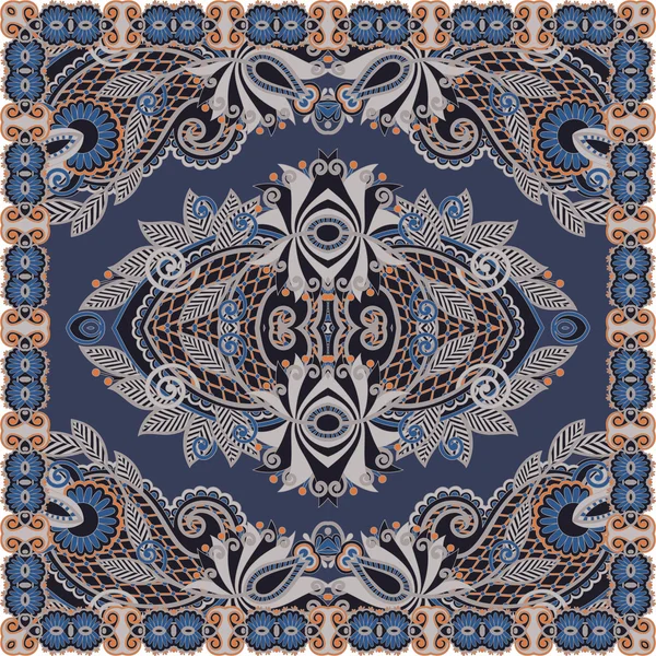 Bandana paisley floral ornamental tradicional. Puede utilizar este patrón en el diseño de la alfombra, chal, almohada, cojín — Vector de stock