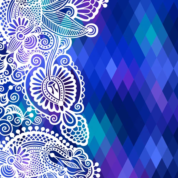Composición geométrica cuadrada con diseño de flores étnicas, fondo de patrón de color — Vector de stock