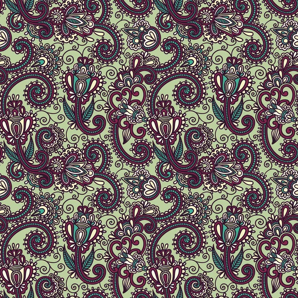 Hand Rita utsmyckade sömlös blomma paisley design bakgrund — Stock vektor