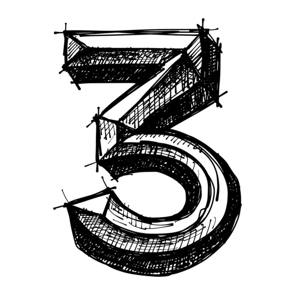 Croquis noir dessin des nombres — Image vectorielle